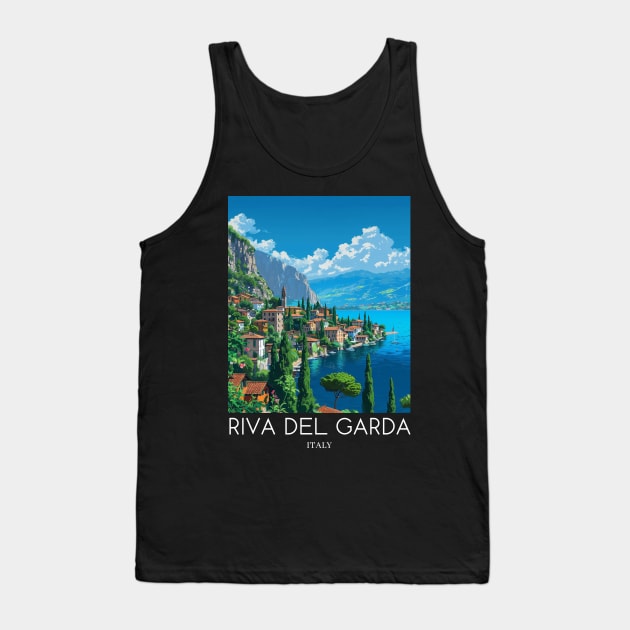 A Pop Art Travel Print of Riva del Garda - Italy Tank Top by Studio Red Koala